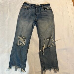 We The Free Ripped Blue Boyfriend Jeans